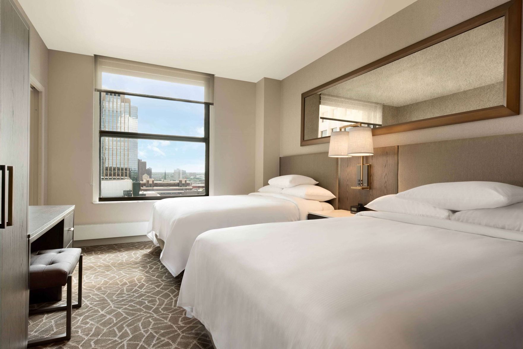 Premium bedding, pillowtop beds, in-room safe, desk