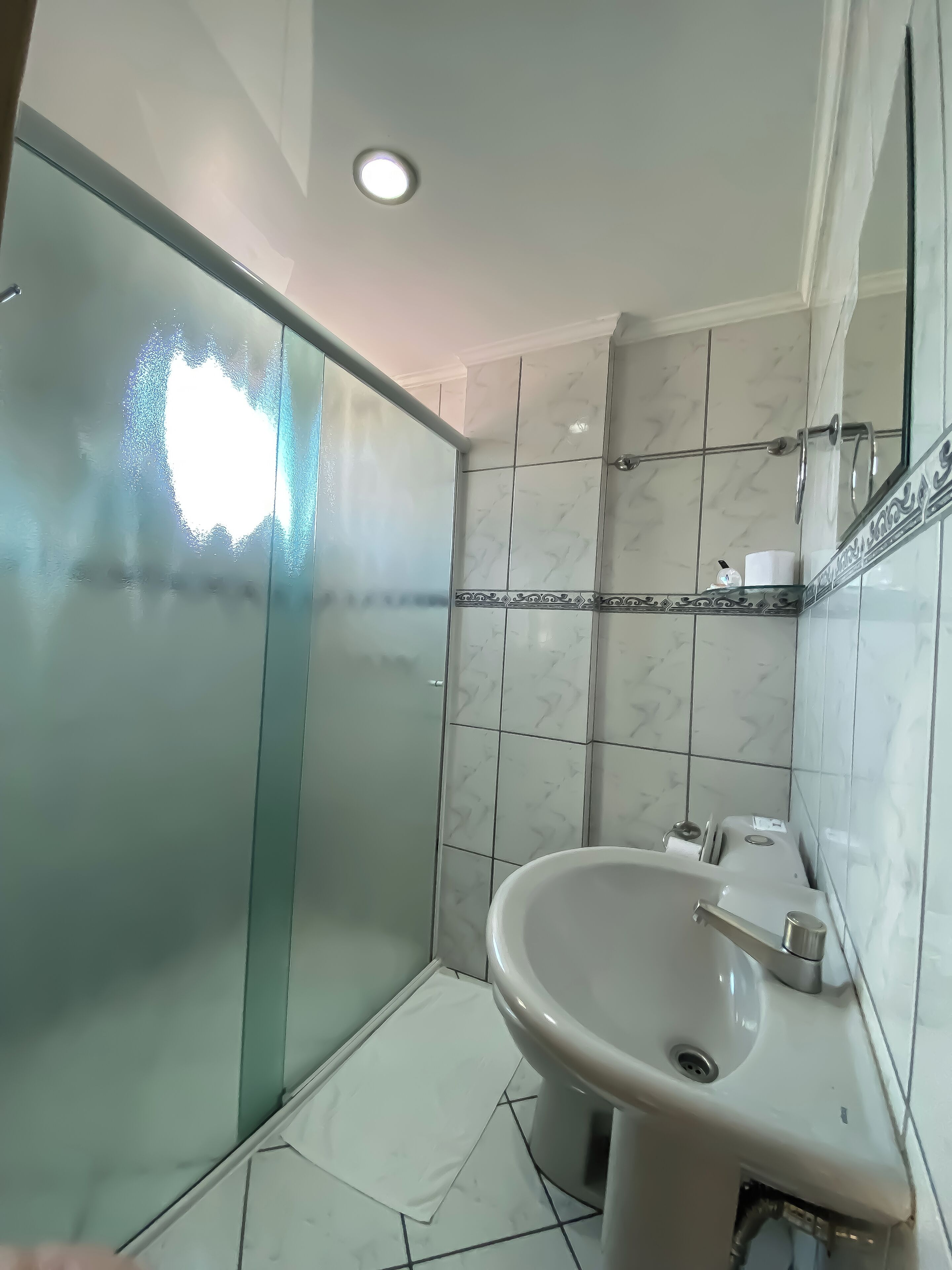 shower, towels, soap, shampoo