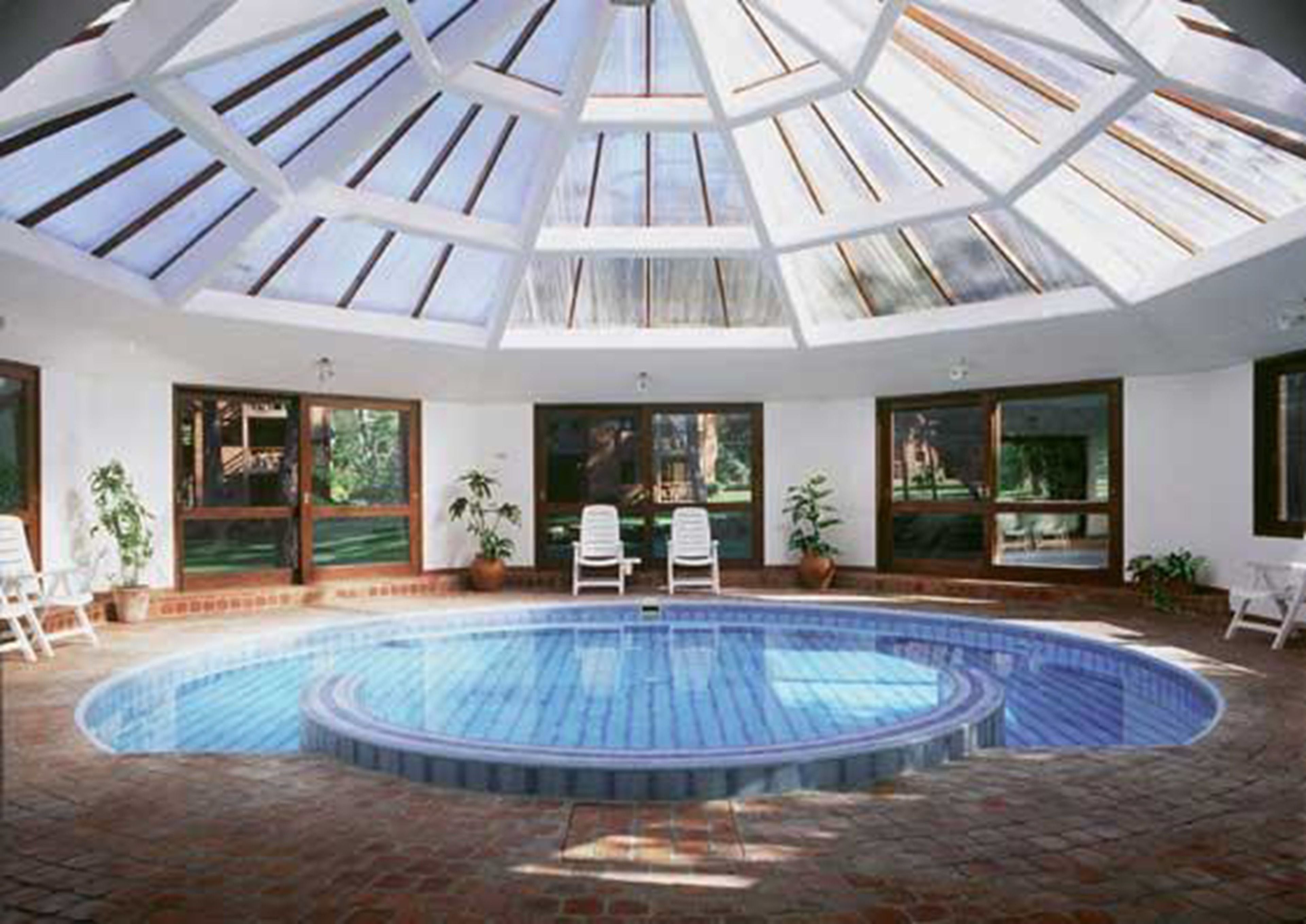 Indoor pool, outdoor pool, sun loungers