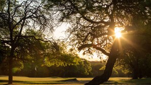 A golf course with trees and a flagstick. - Hotel Yacanto (San Javier)