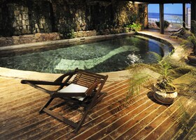 Indoor pool, outdoor pool, pool umbrellas, sun loungers