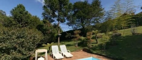 Outdoor pool, sun loungers