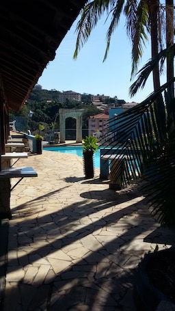 Outdoor pool, sun loungers