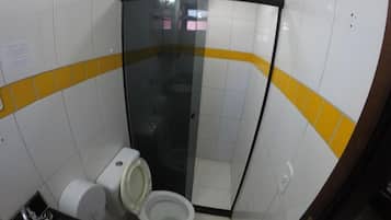 Shower, towels, soap, shampoo
