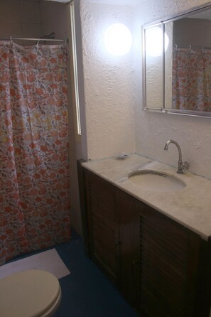 Quarto triplo standard | Banheiro | Chuveiro, toalhas de banho