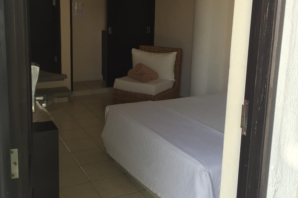 Premium bedding, pillowtop beds, desk, laptop workspace
