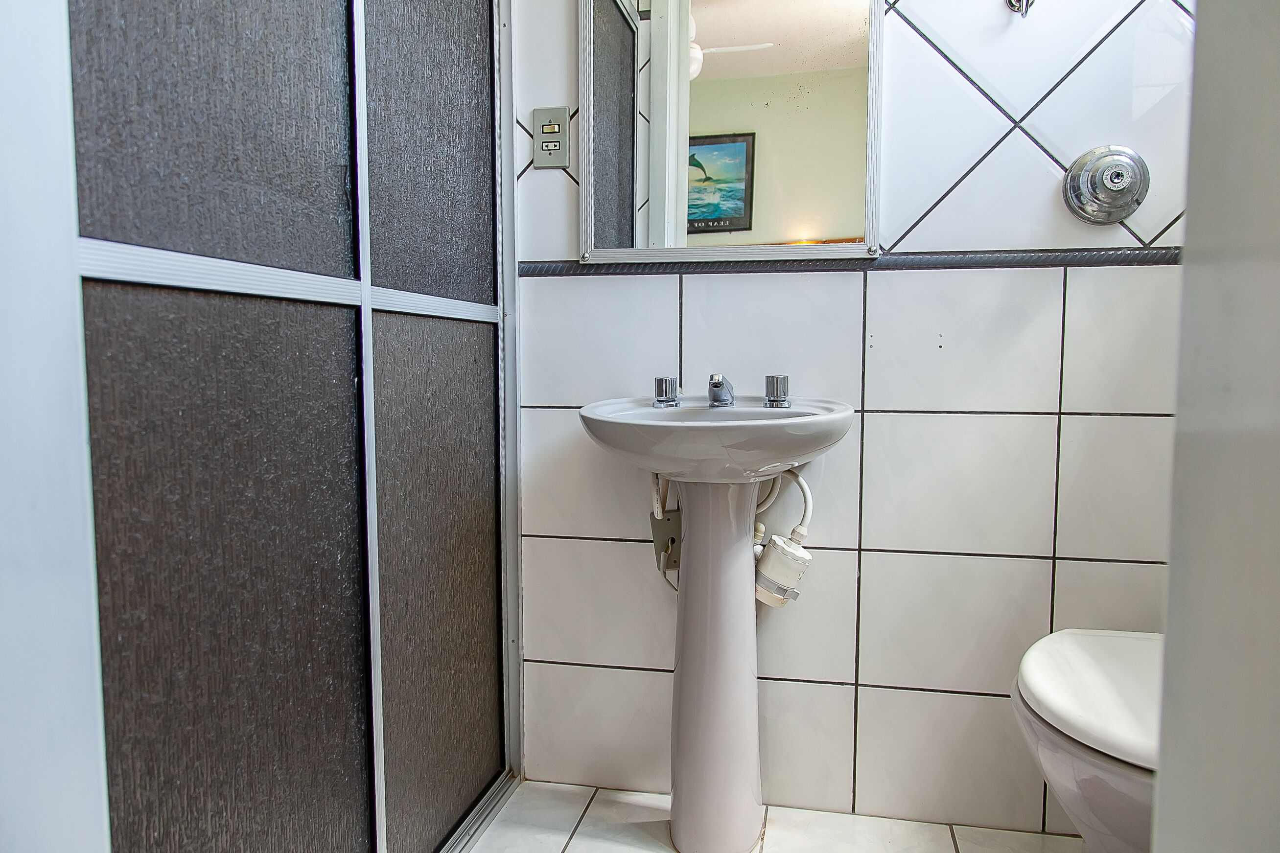 single room | bathroom | shower, hair dryer, towels