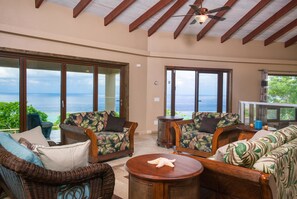 Villa, 3 Bedrooms, Ocean View | Living area | DVD player - Colina Vista (Roatan)