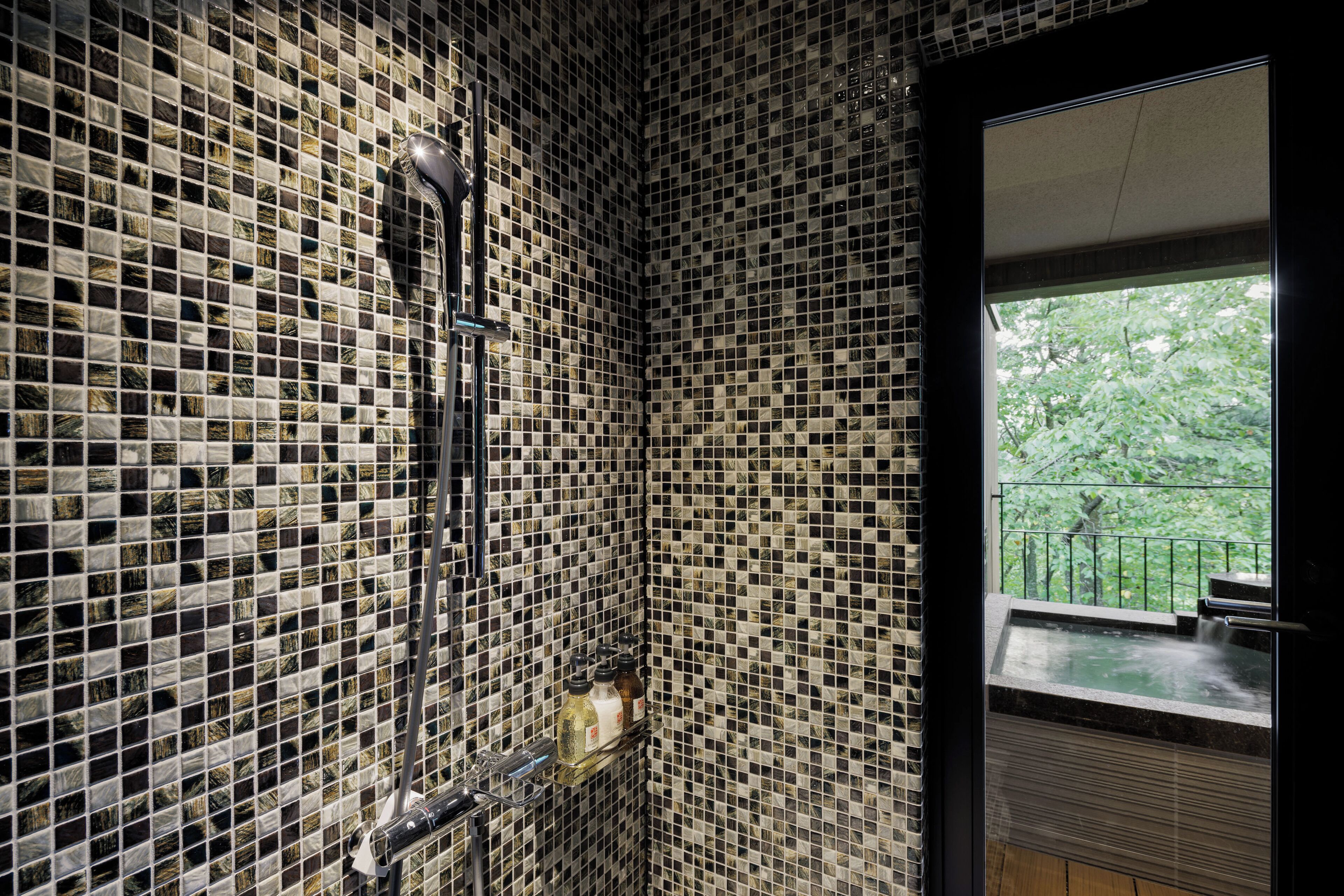 [garden view] japanese-western room with private bath+terrace | bathroom | separate bathtub and shower, free toiletries, hair dryer, slippers