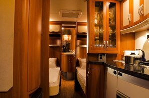 Fridge, microwave, coffee/tea maker