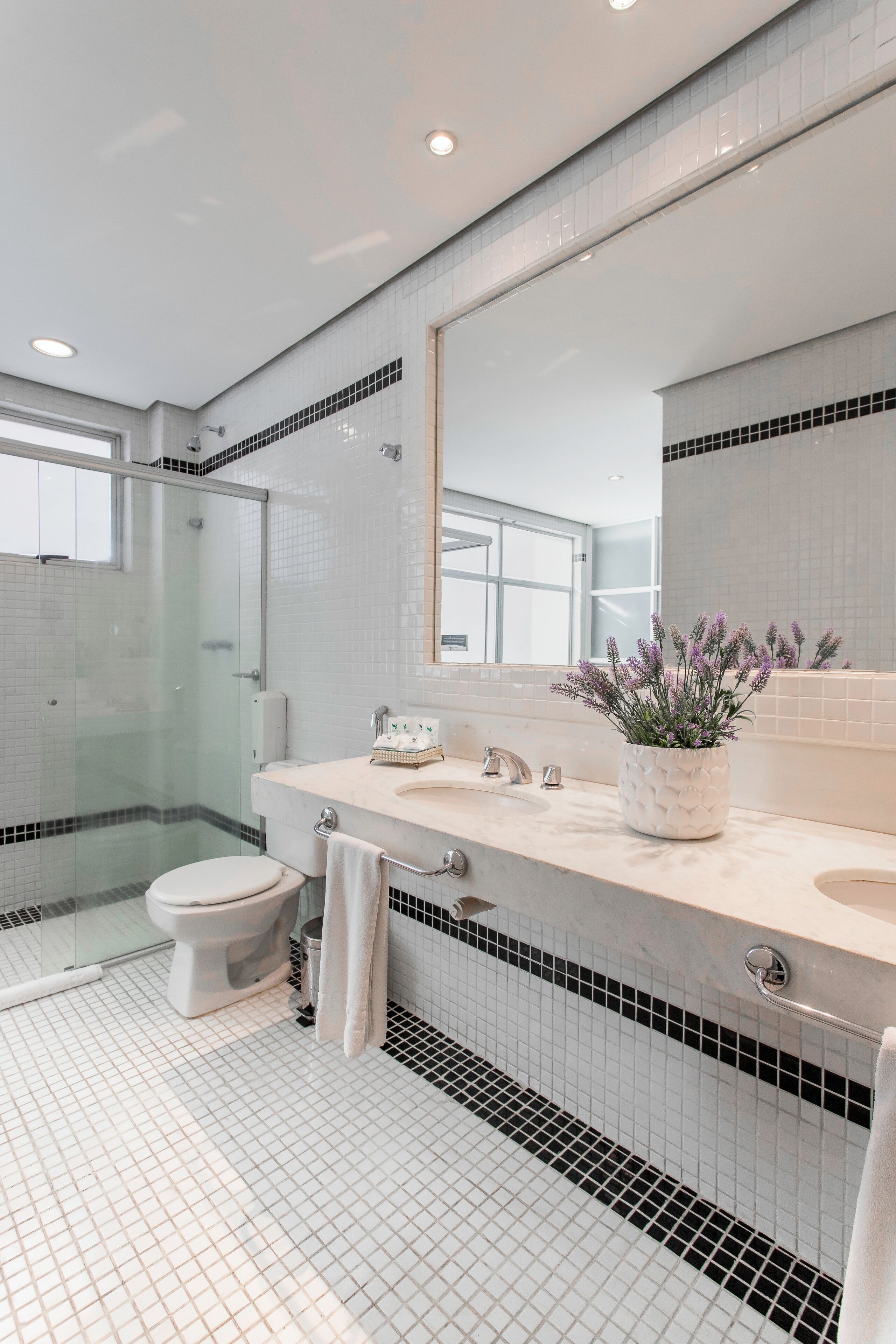 presidential studio suite | bathroom | shower, free toiletries, bidet, towels
