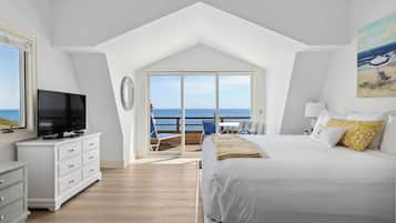 Deluxe eenpersoonskamer, 1 kingsize bed, keuken, aan zee | 1 slaapkamer, luxe beddengoed, donsdekens, een strijkplank/strijkijzer