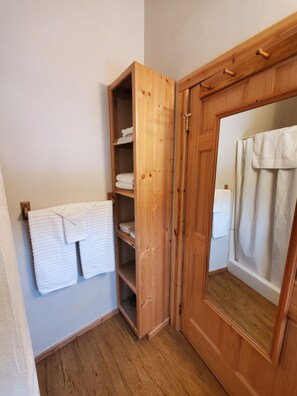 Cabin, 2 Queen Beds, Kitchen, Mountain View | Bathroom | Shower, free toiletries, hair dryer, towels - DENALI'S ALASKAN SPRUCE CABINS (Healy)