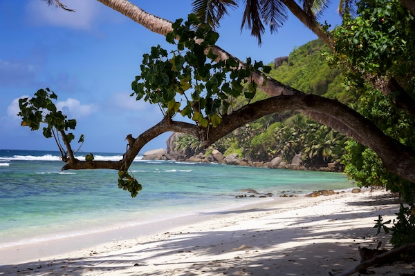 On the beach, white sand, beach towels
