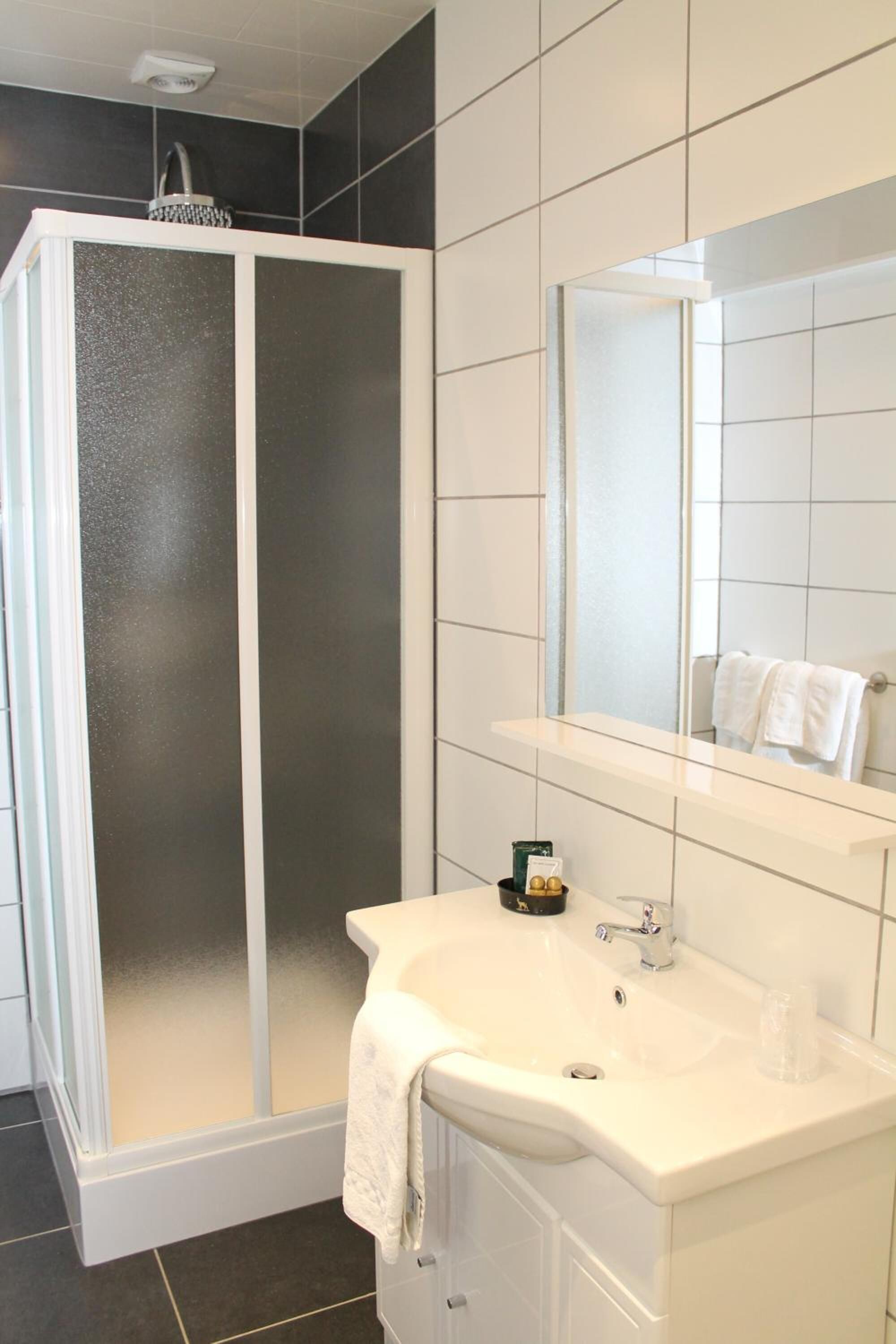 free toiletries, hair dryer, towels