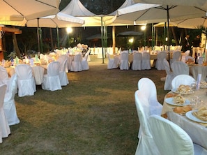 Outdoor banquet area