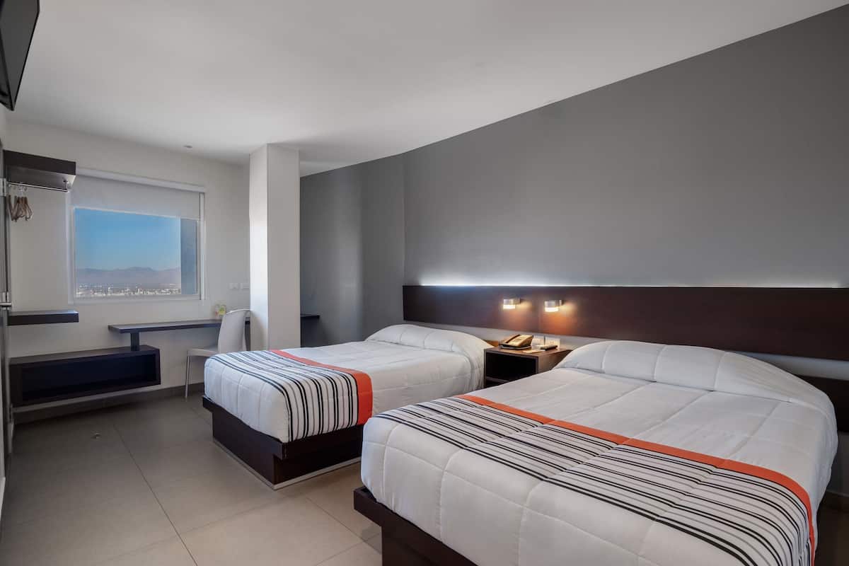 Room, 2 Double Beds | Desk, blackout drapes, iron/ironing board, free WiFi