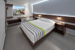 Desk, blackout drapes, iron/ironing board, free WiFi