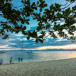 On the beach, beach cabanas