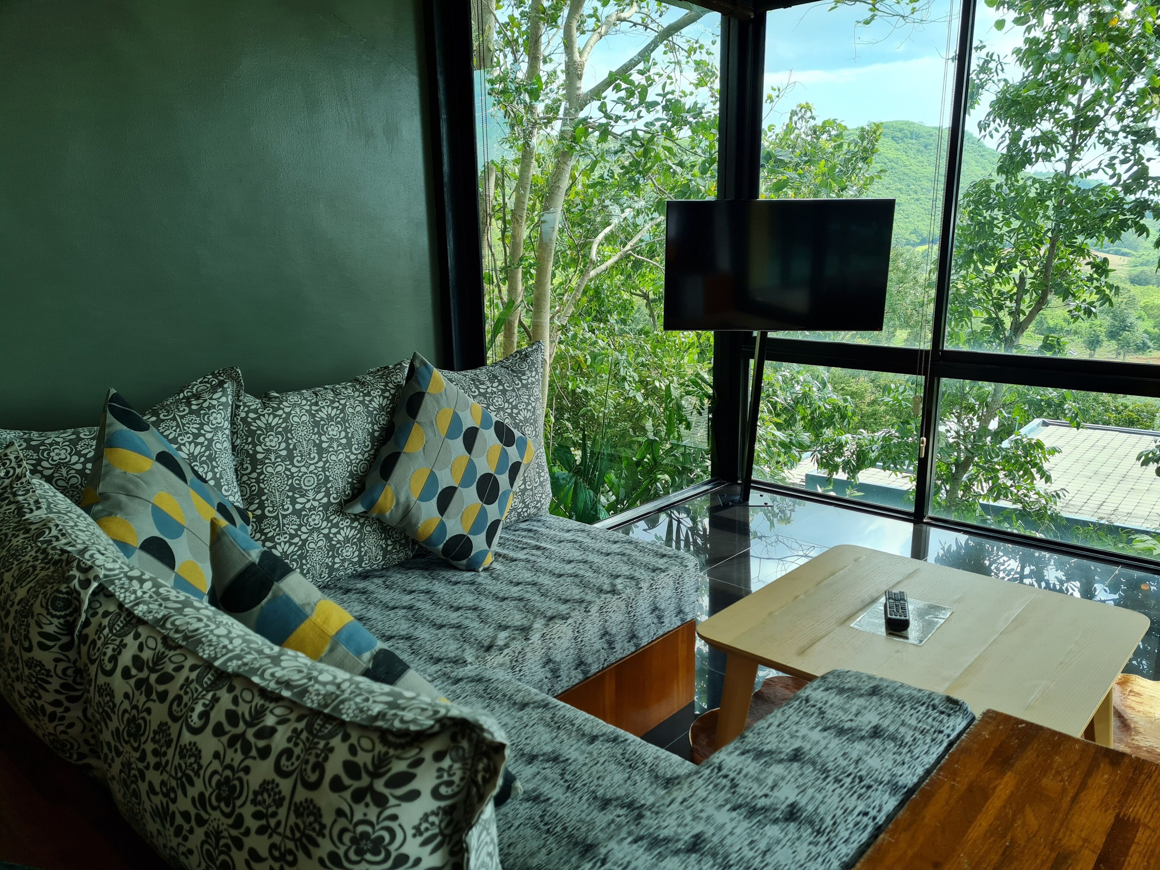 jacuzzi villa | living area | 40-inch flat-screen tv with cable channels, tv