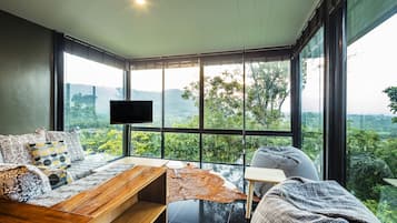 Pool Villa | Living area | 40-inch flat-screen TV with cable channels, TV