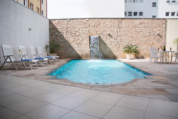 Outdoor pool, pool loungers