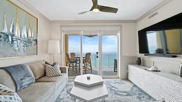 Condo, 2 Bedrooms, Sea View (1204) | Living area | Flat-screen TV