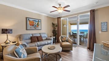 Condo, 3 Bedrooms, Sea View (506) | Living area | Flat-screen TV