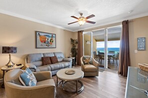 Condo, 3 Bedrooms, Sea View (506) | Living area - Tropic Winds by Panhandle Getaways (Panama City Beach)