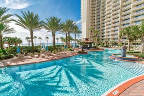 Indoor pool, outdoor pool, pool umbrellas, sun loungers - Shores of Panama by Panhandle Getaways (Panama City Beach)