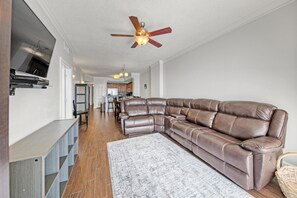 Condo, 3 Bedrooms, Ocean View, Beachfront | Living area | Flat-screen TV - Sunrise Beach Resort by Panhandle Getaways (Panama City Beach)