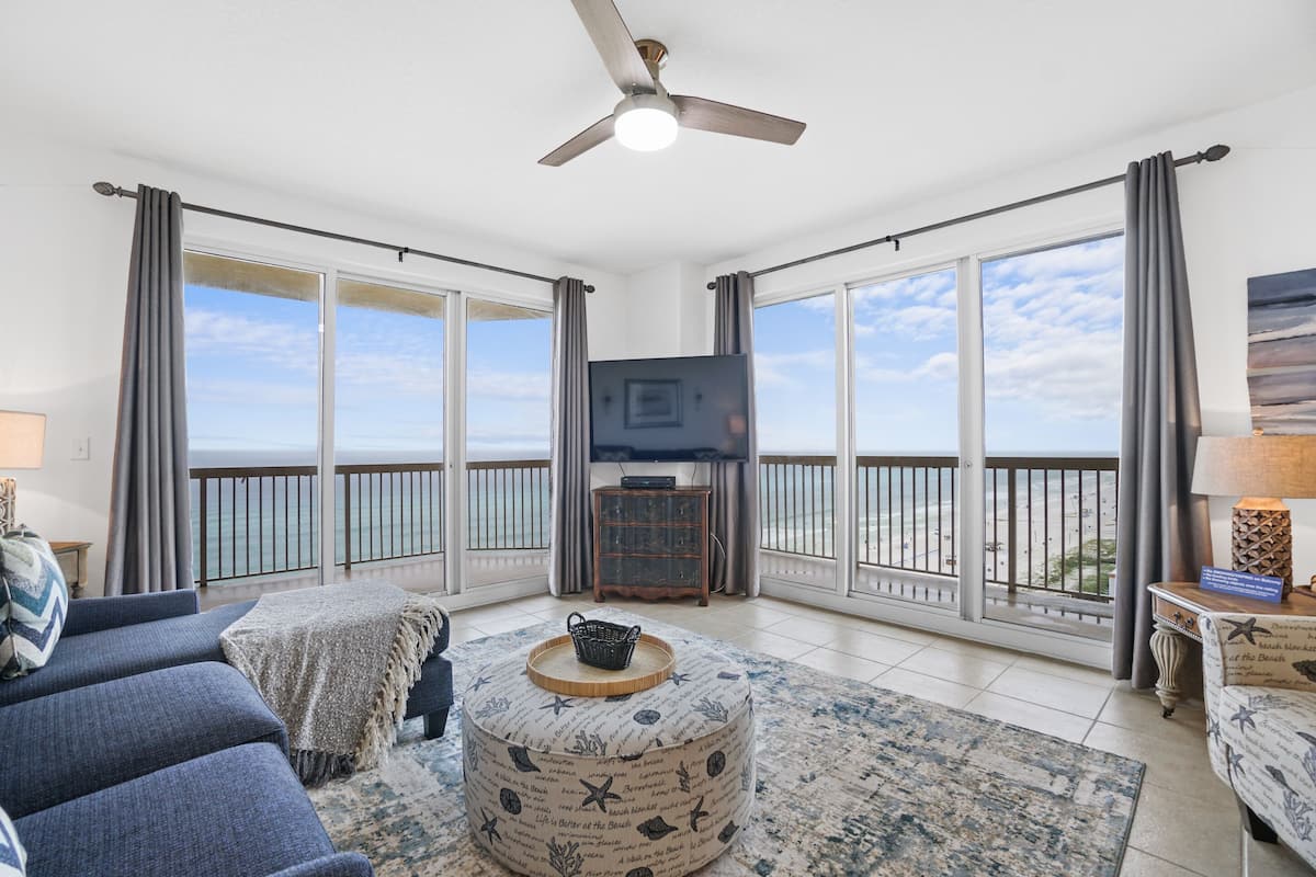 Condo, 3 Bedrooms, Beachfront (1111) | Living area | Flat-screen TV
