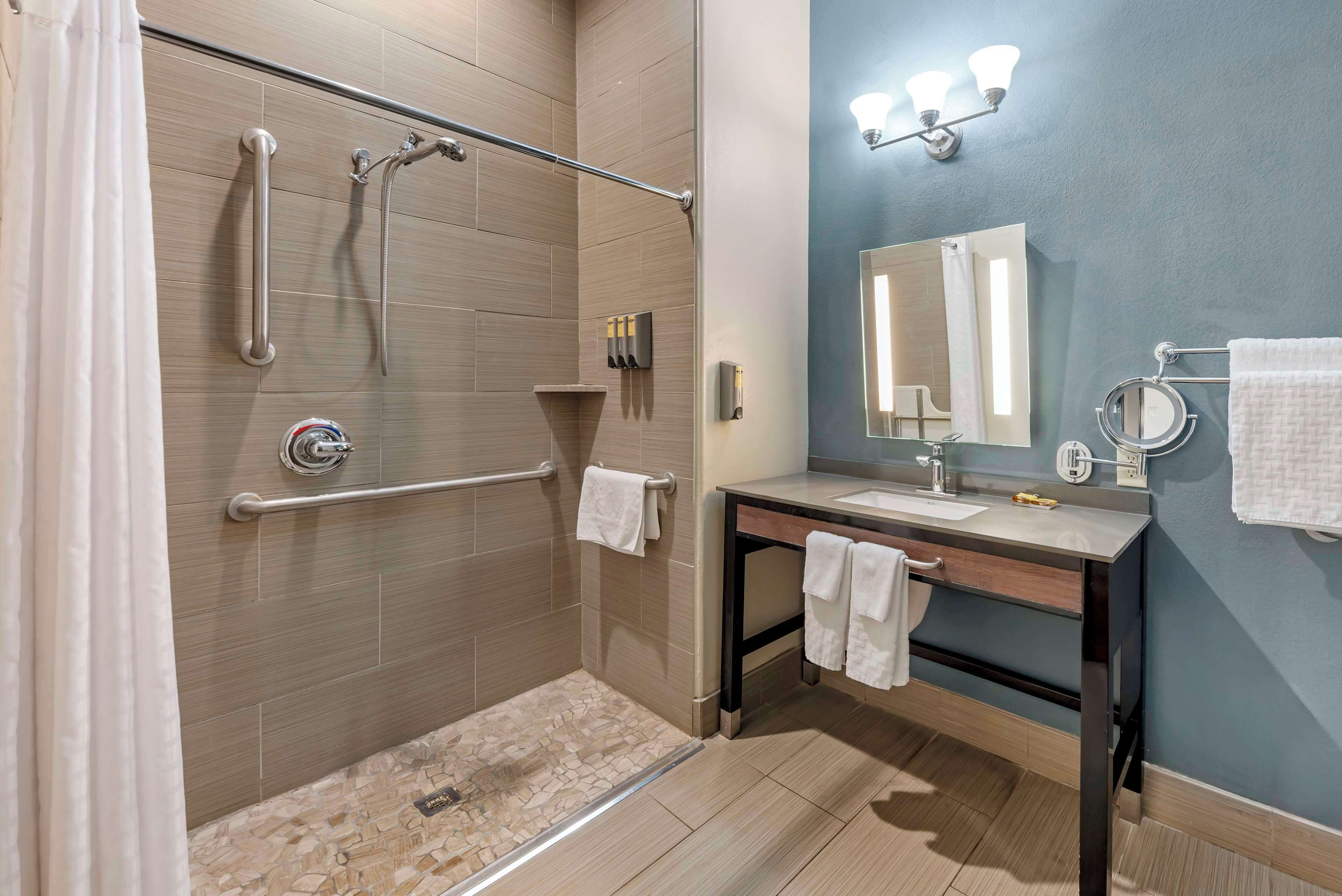 suite, 1 king bed, accessible, bathtub (with sofabed) | bathroom | free toiletries, hair dryer, towels, soap
