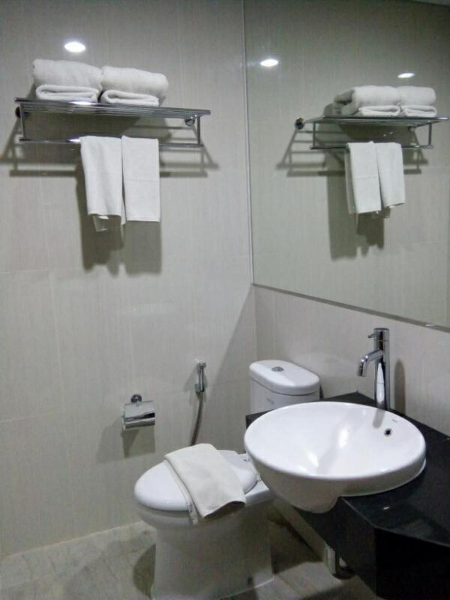 Shower, free toiletries, hair dryer, slippers