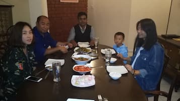 International cuisine, garden views