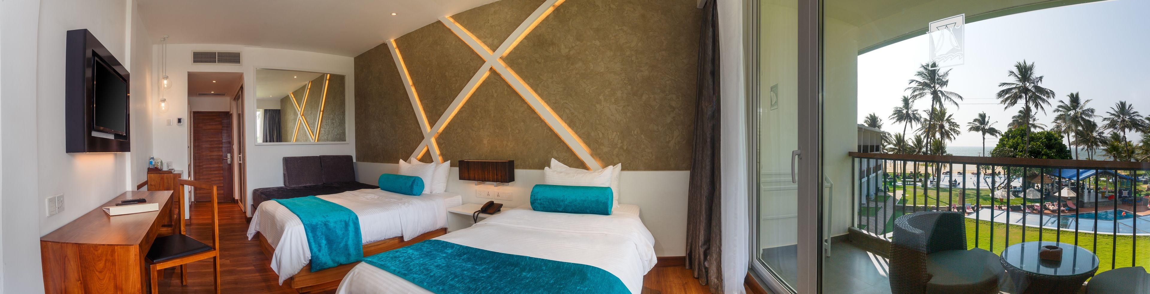 coastal deluxe balcony twin | egyptian cotton sheets, premium bedding, memory-foam beds, in-room safe