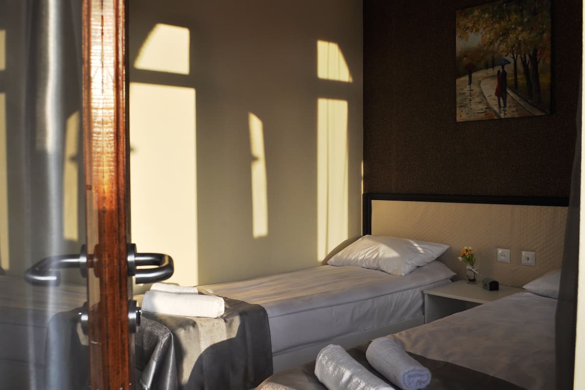 Standaard Twin kamer, balkon, uitzicht op stad | Een minibar, een bureau, geluiddichte muren, een strijkplank/strijkijzer