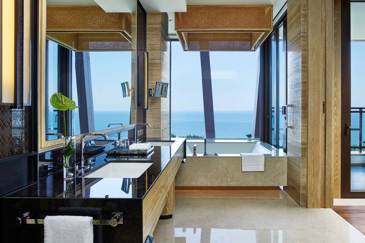 shower, rainfall showerhead, designer toiletries, hair dryer