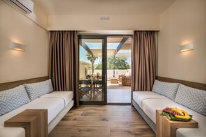 Deluxe appartement, 1 slaapkamer | 1 slaapkamer, hypoallergeen beddengoed, een kluis op de kamer