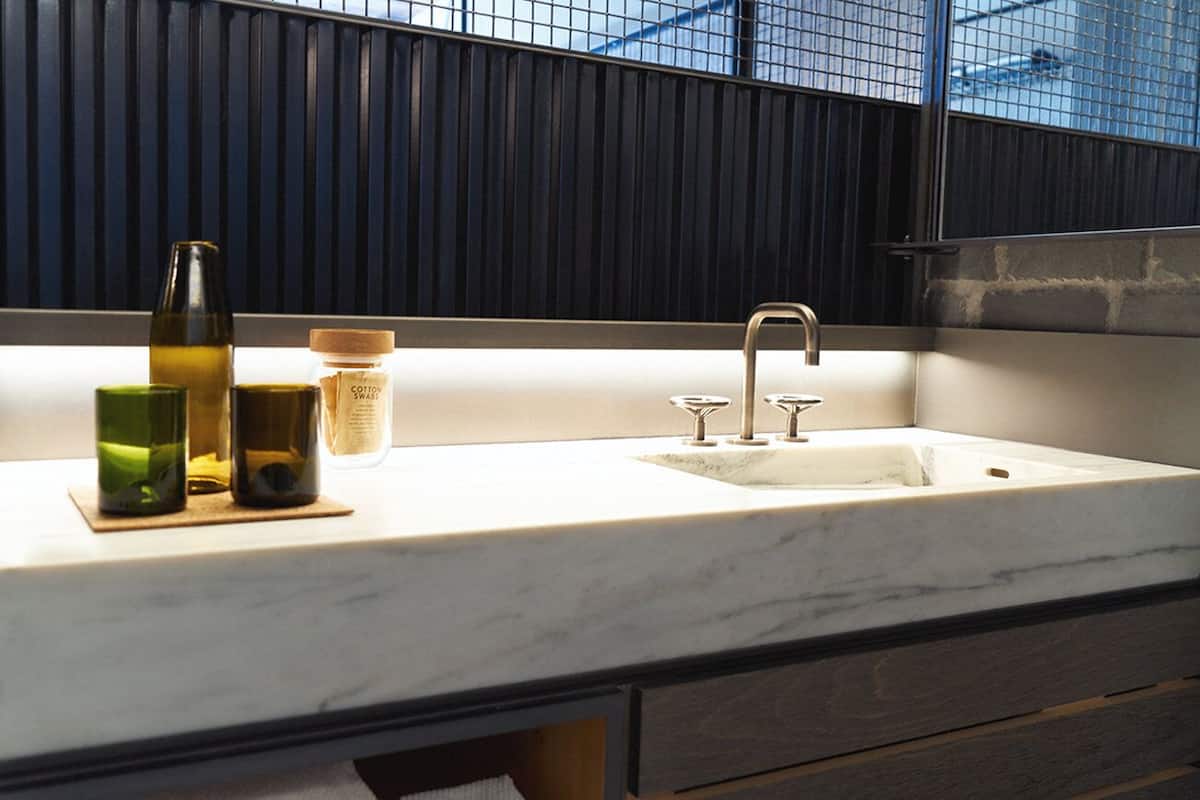 rainfall showerhead, designer toiletries, hair dryer, bathrobes