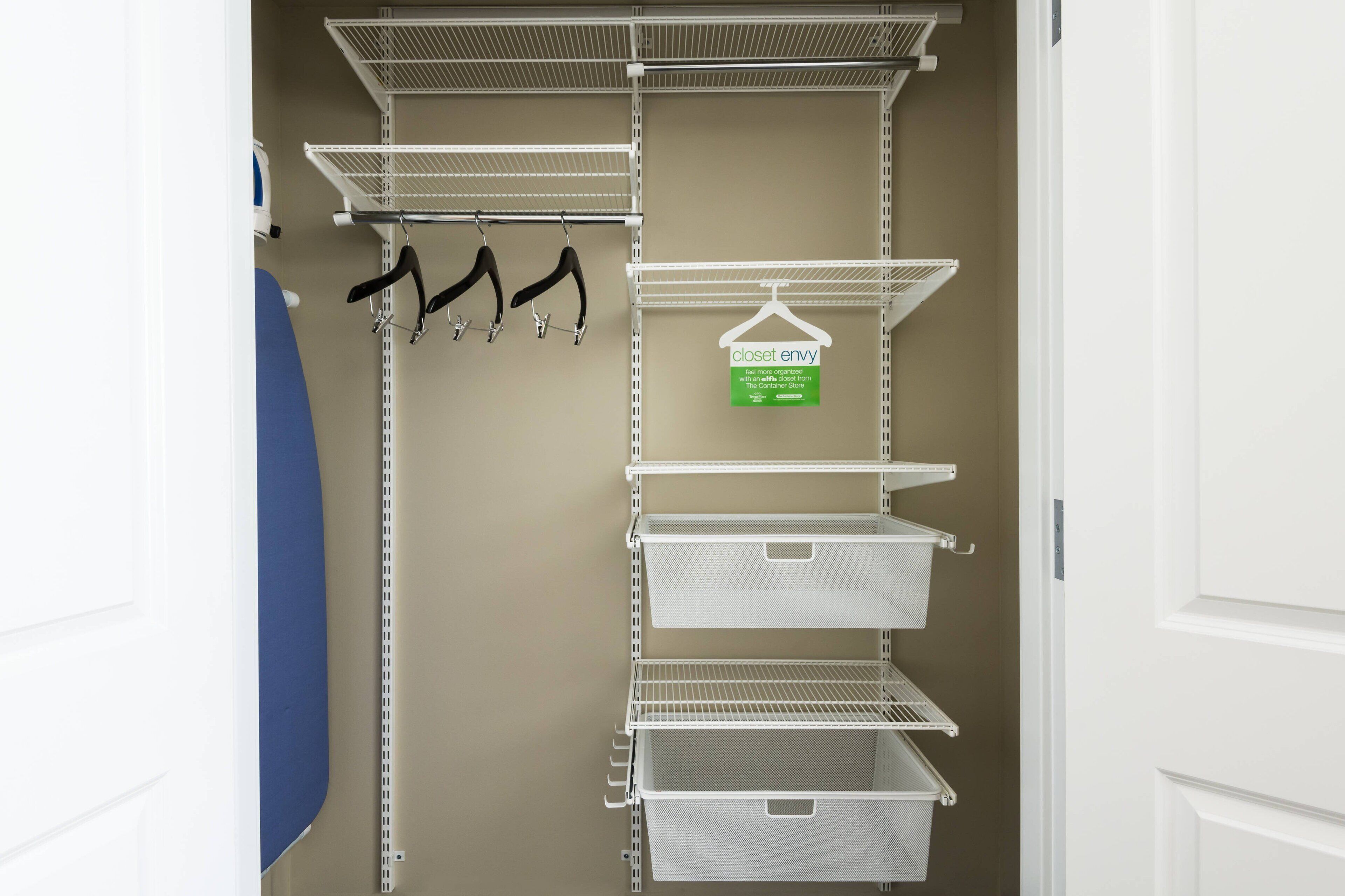 premium bedding, desk, laptop workspace, blackout curtains