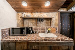 Cabin, 2 Bedrooms (Maria's suite) | Private kitchen | Fridge, microwave, coffee/tea maker - Austin Street Retreat- Maria's (Fredericksburg)