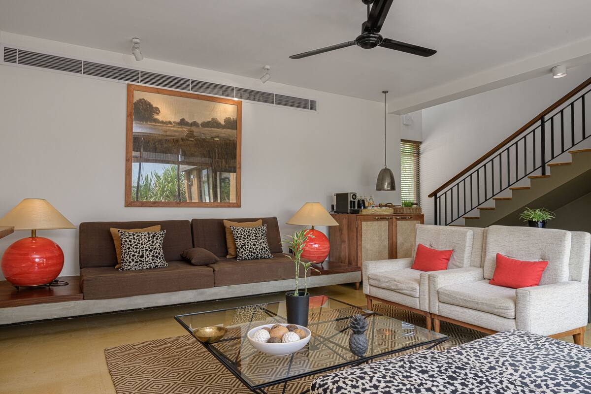duplex villa with plunge pool | living area | flat-screen tv