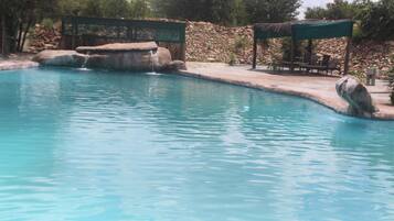 Outdoor pool, pool loungers