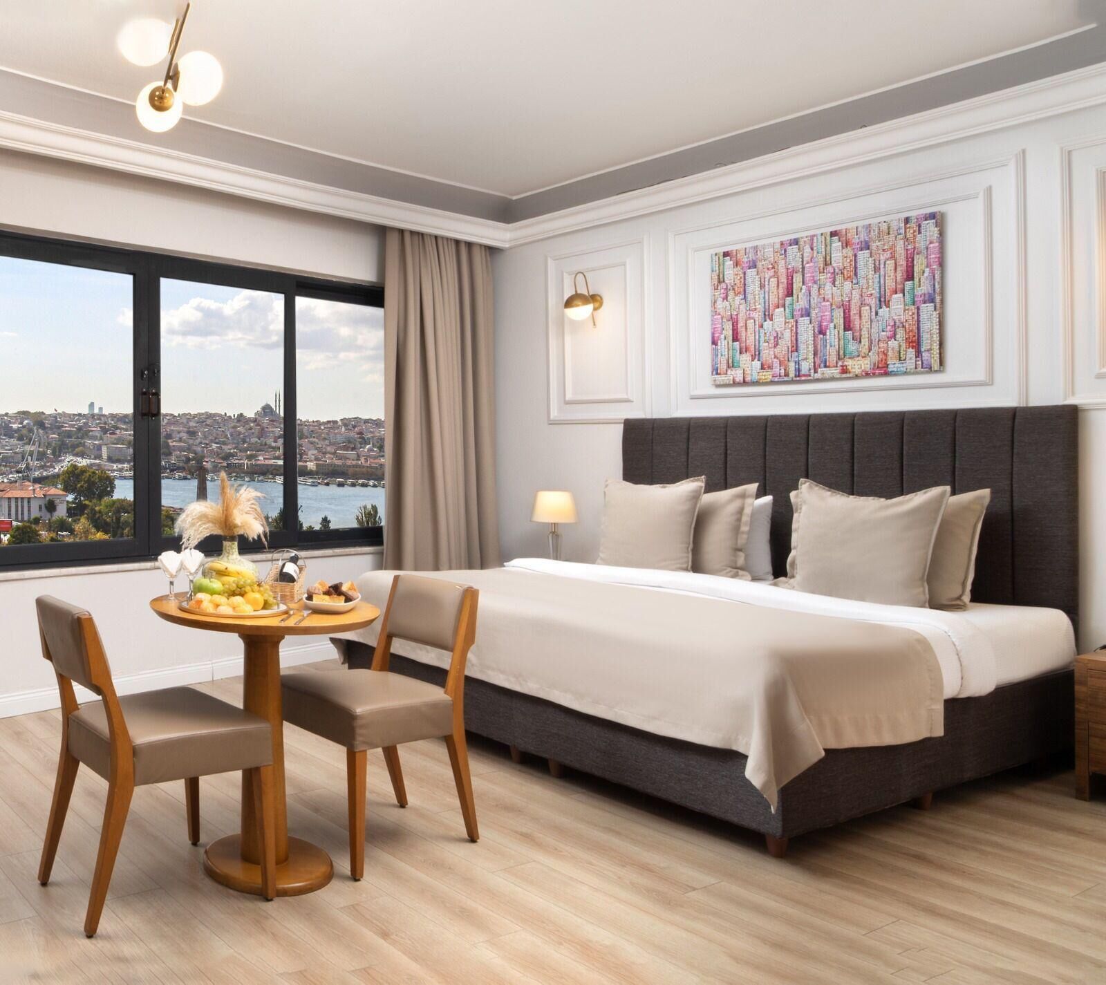 Frette Italian sheets, premium bedding, down duvets, minibar