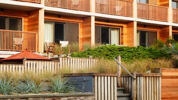 On the beach, sun-loungers, beach umbrellas, beach towels