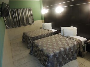 Desk, free WiFi, bed sheets