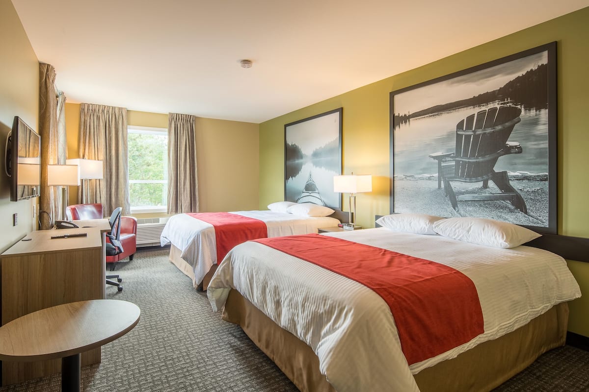 standard room, 2 queen beds, non smoking | desk, iron/ironing board, free wifi, bed sheets