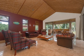 Luxury House | Living area | 50-inch flat-screen TV with digital channels, TV, DVD player