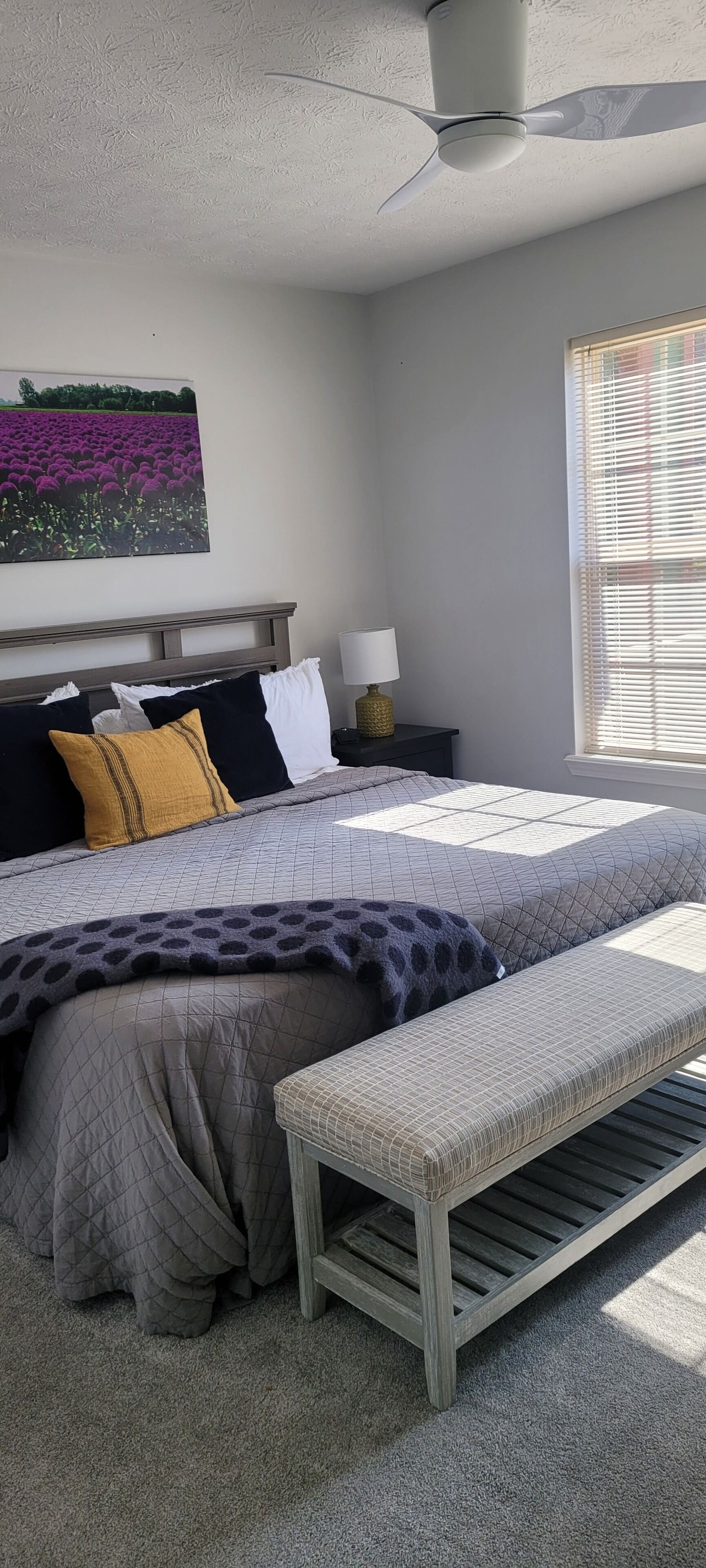 1 bedroom, desk, iron/ironing board, bed sheets